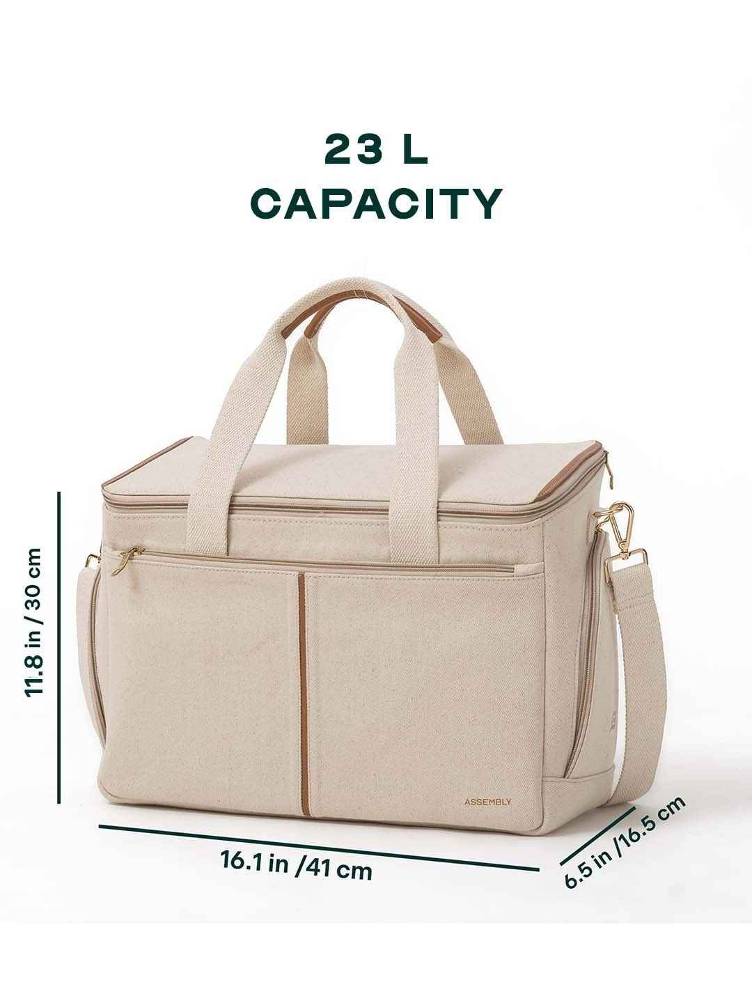 Buy Iris Duffle | Beige | 25L Travel & Work Bag with Detachable Straps – Duffle Bags Online in India | Assembly