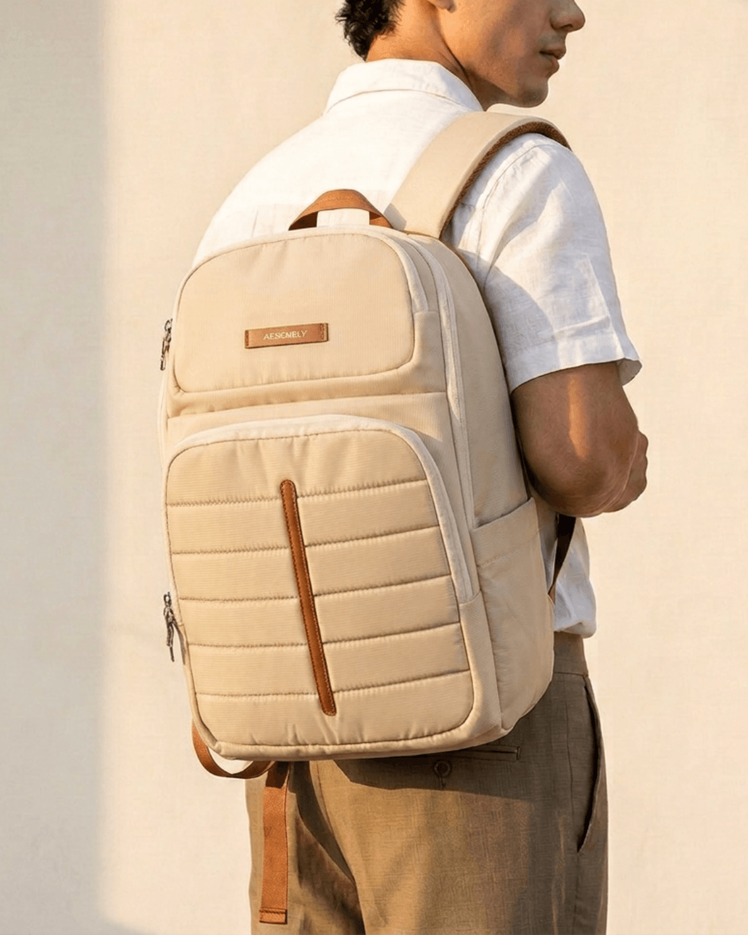 Odyssey Backpack | Beige | Everyday Laptop Backpack