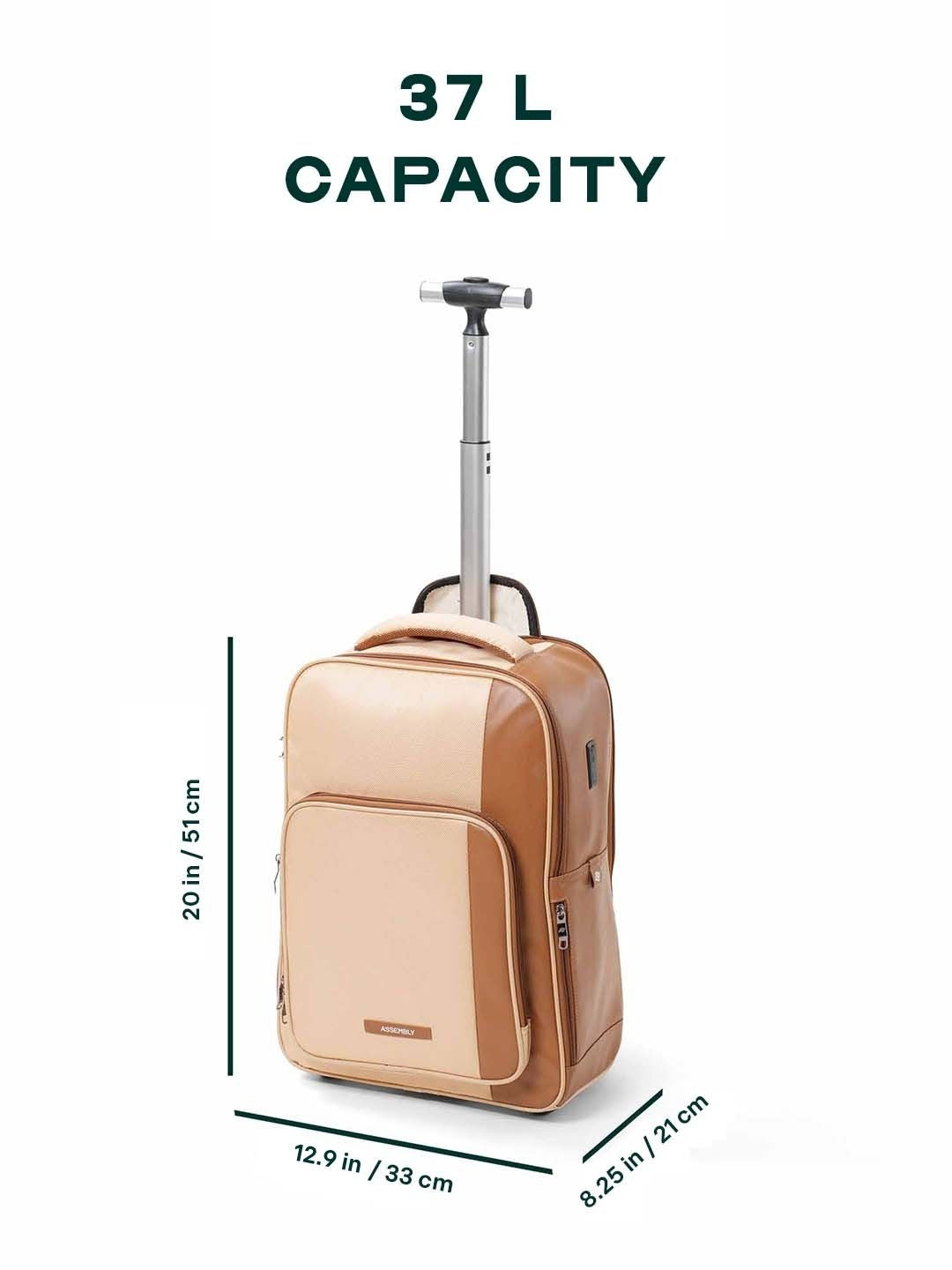 Jetson | Beige | Laptop Trolley Backpack