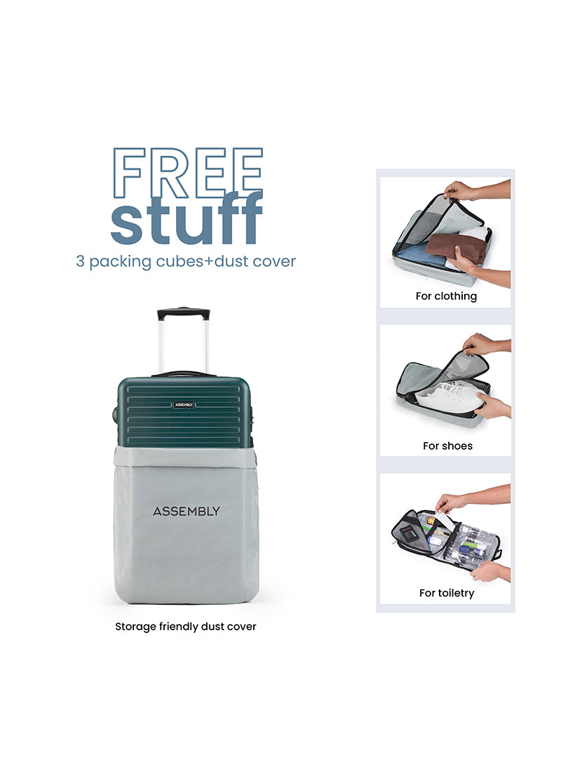 Stark+Edge Combo | Green | Cabin Hard Luggage with Backpack