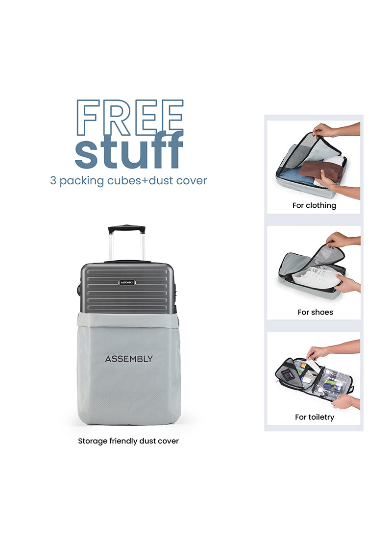 Stark+Edge Combo | Grey | Cabin Hard Luggage with Backpack