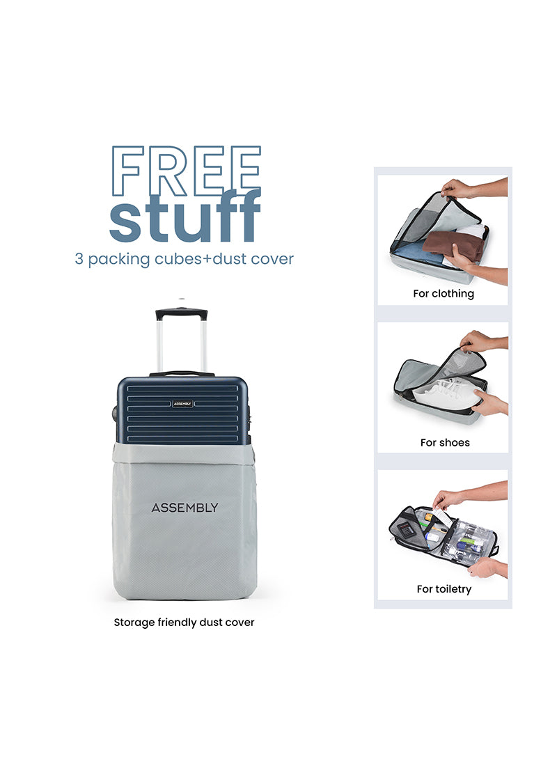 Stark+Edge Combo | Blue | Cabin Hard Luggage with Backpack