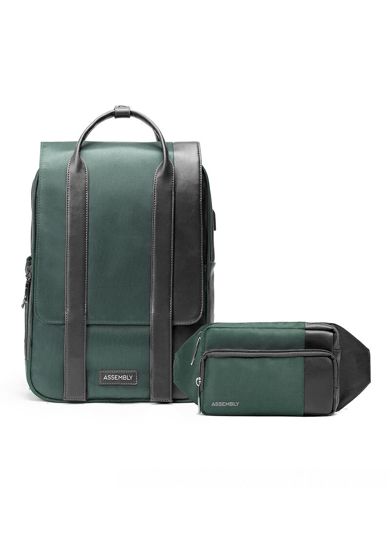 Echo+Flux Combo | Green | Laptop Backpack with Fanny Pack