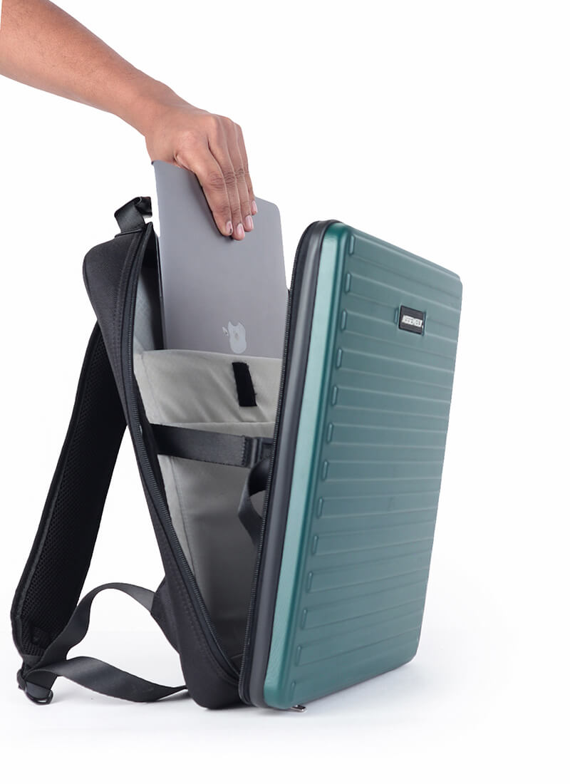 Stark+Edge Combo | Green | Cabin Hard Luggage with Backpack