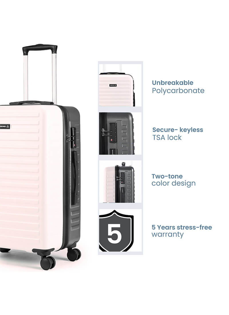 Stark+Verve Combo | Ivory/Grey | Two Tone Medium Hard Luggage with Duffle Bag