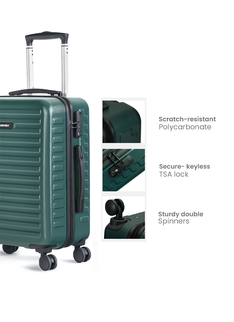 Stark+Edge Combo | Green | Cabin Hard Luggage with Backpack