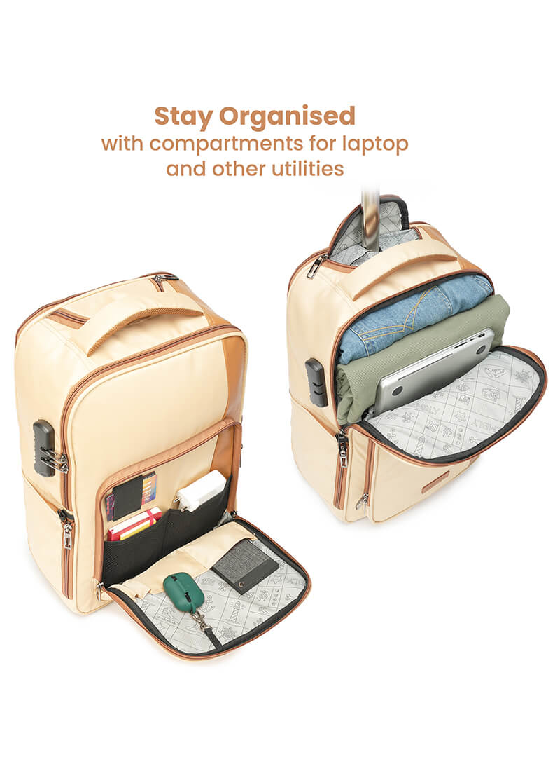 Jetson | Beige | Laptop Trolley Backpack