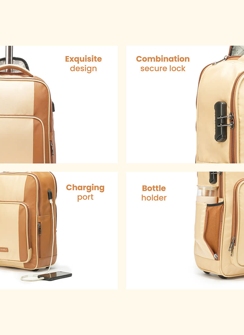 Jetson | Beige | Laptop Trolley Backpack