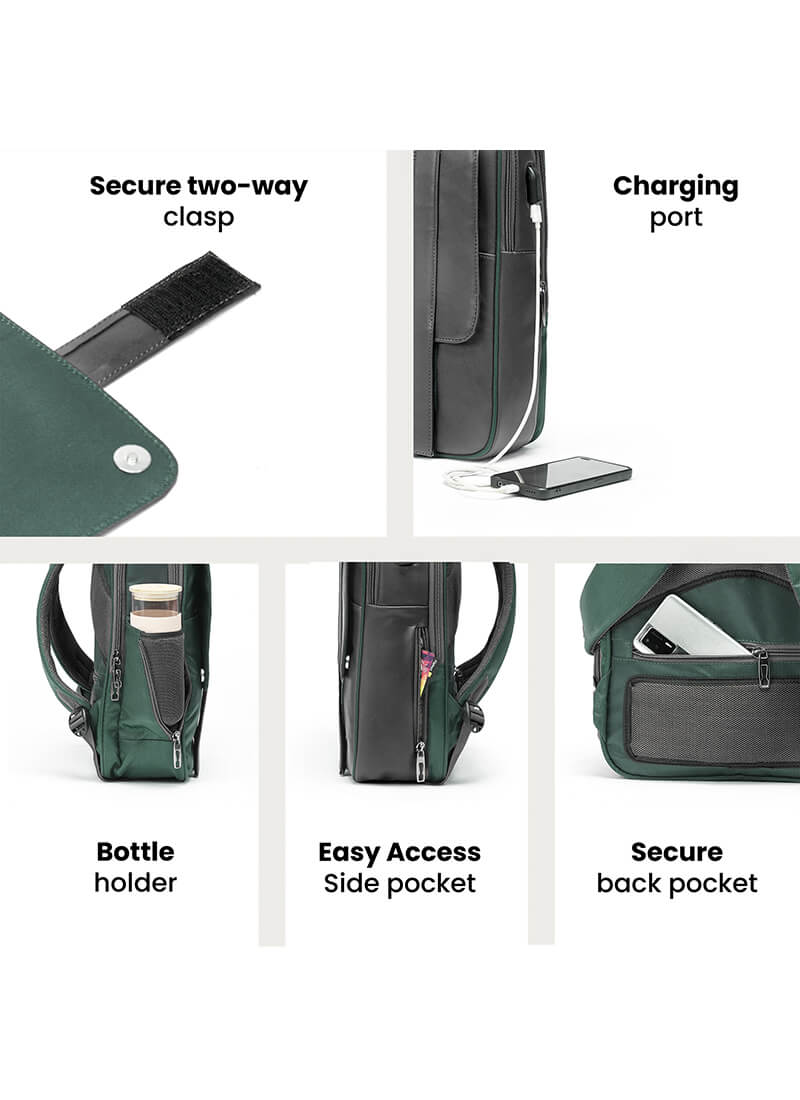 Echo+Flux Combo | Green | Laptop Backpack with Fanny Pack