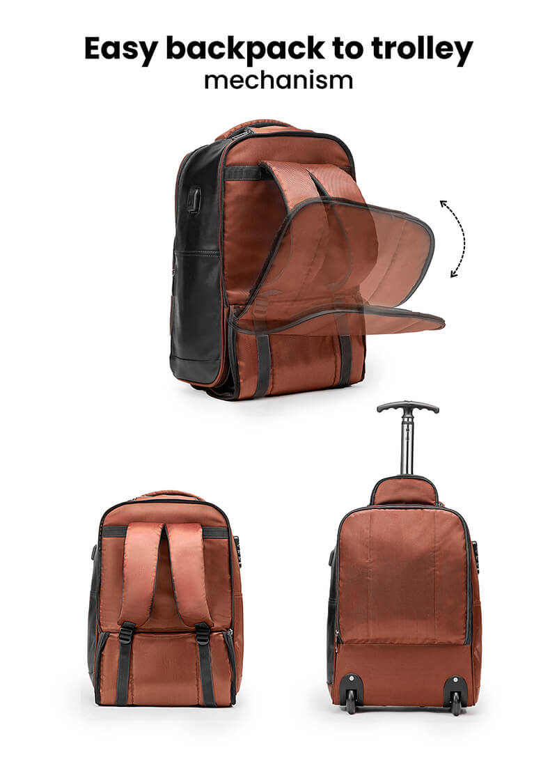 Jetson | Rust | Laptop Trolley Backpack