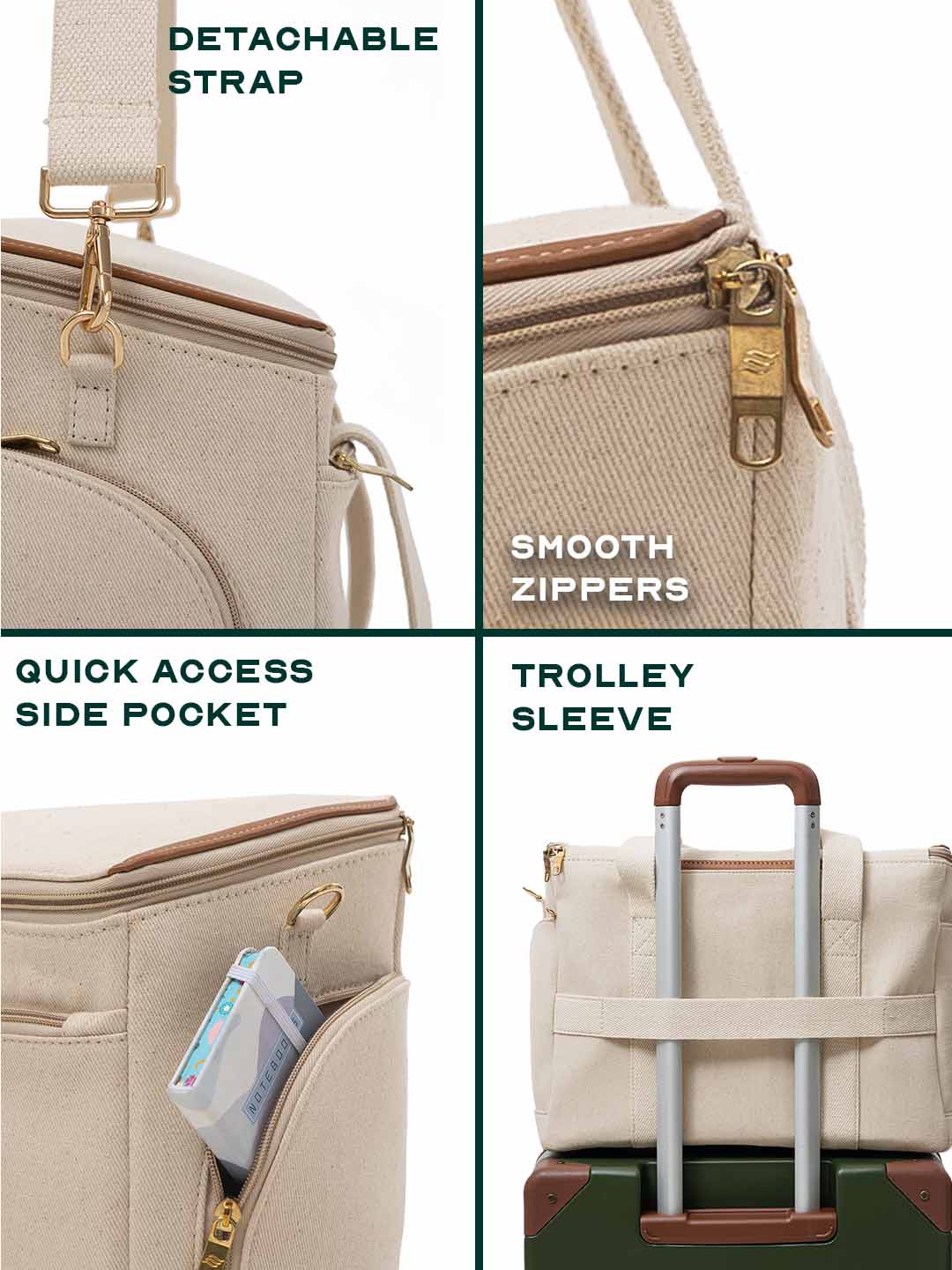 Iris Duffle | Beige | 25L Travel & Work Bag with Detachable Straps