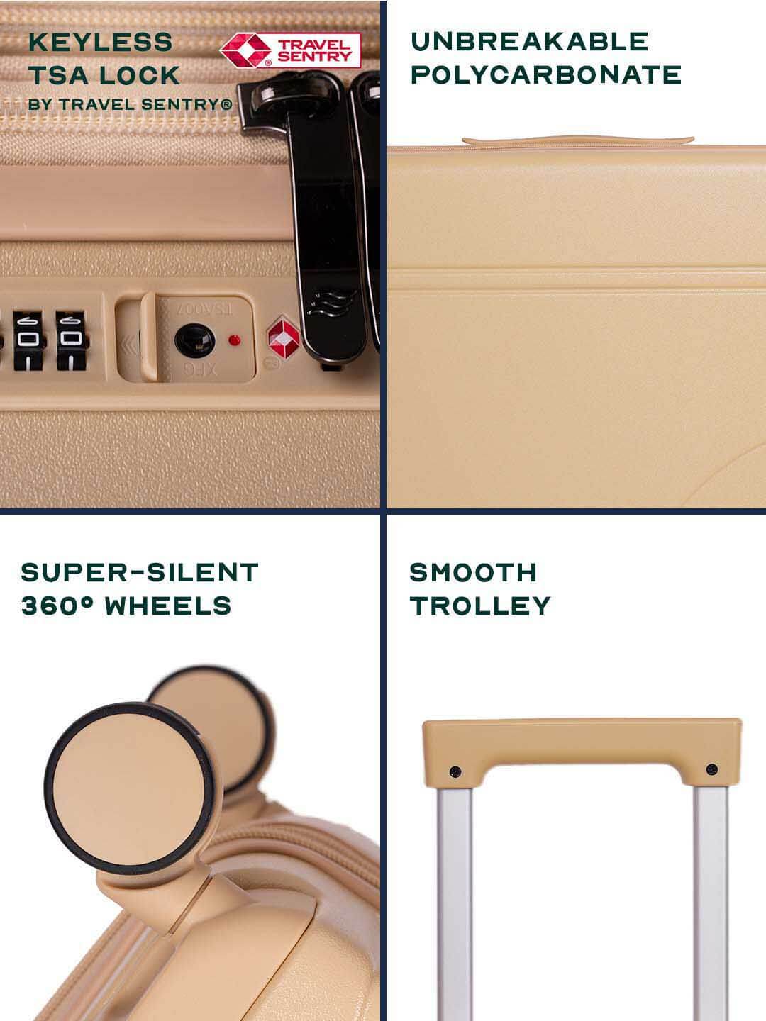 Flowe | Beige | Cabin Hard Luggage