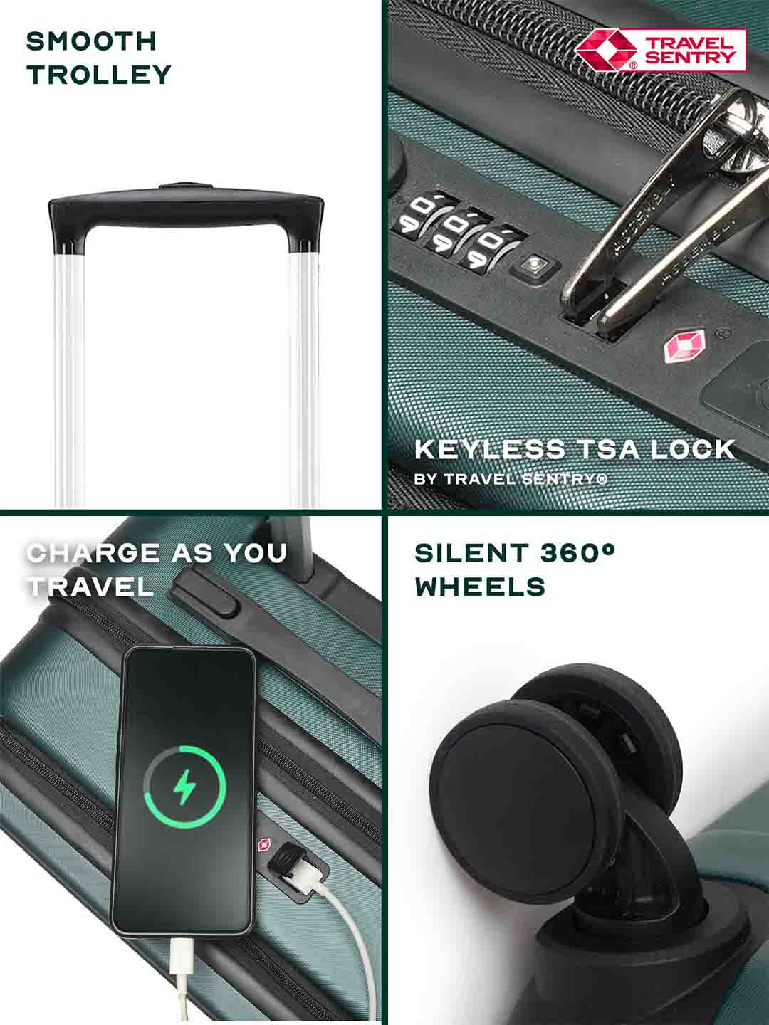 StarkPro Combo | Green | CabinPro+Medium Hard Luggage