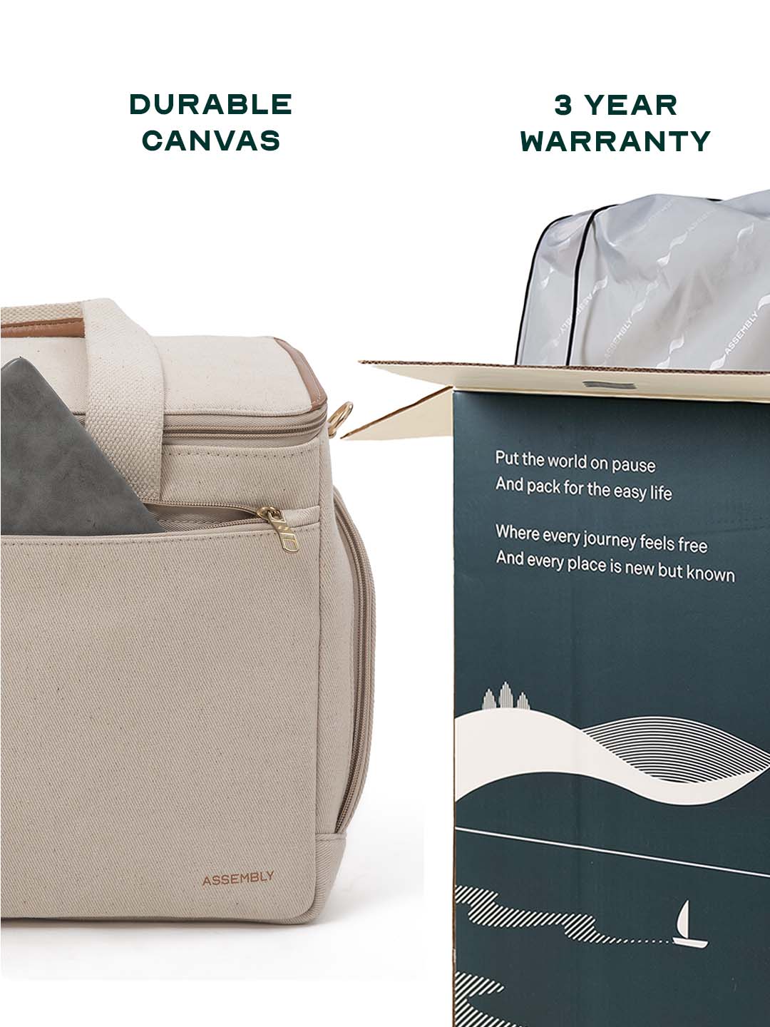 Iris Duffle | Beige | 25L Travel & Work Bag with Detachable Straps
