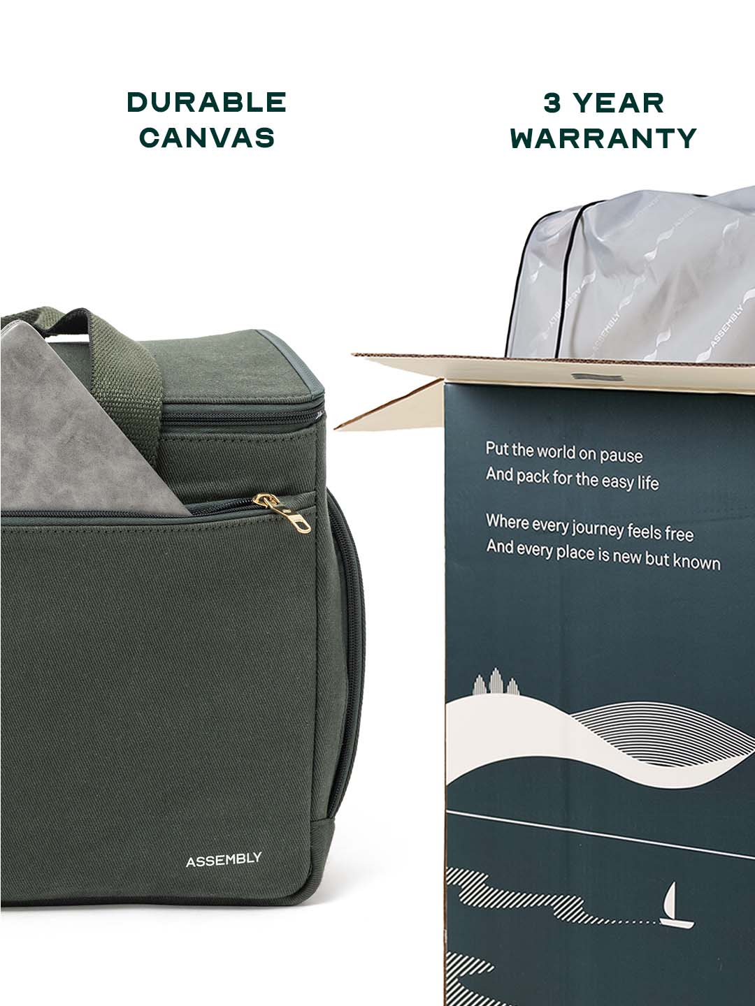Iris Duffle | Green | 25L Travel & Work Bag with Detachable Straps