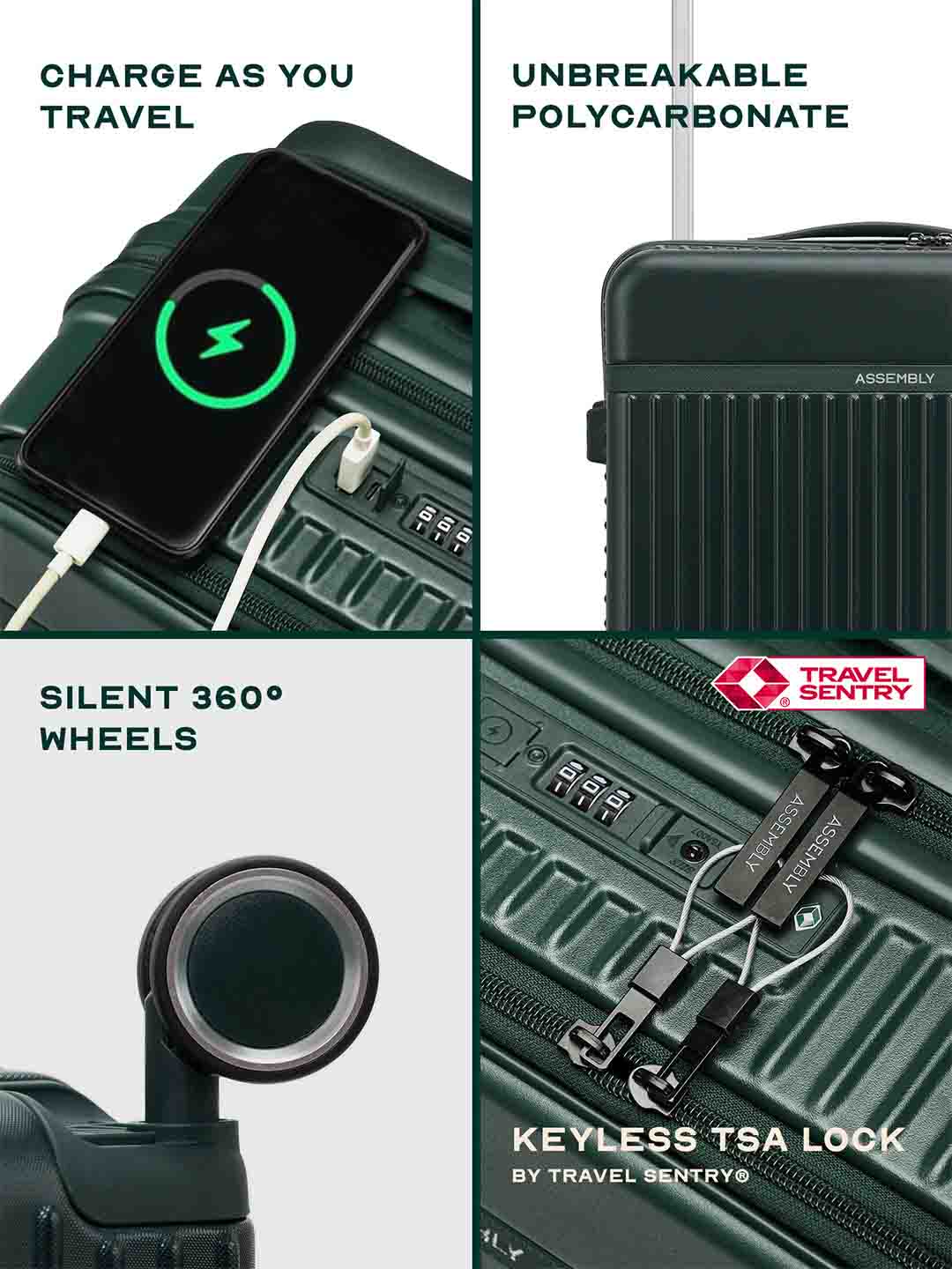 Buy Rover Pro Combo | Green | Set of 3 Luggage – Set of 3, Cabin + Check In Hard Luggage Online in India | Assembly