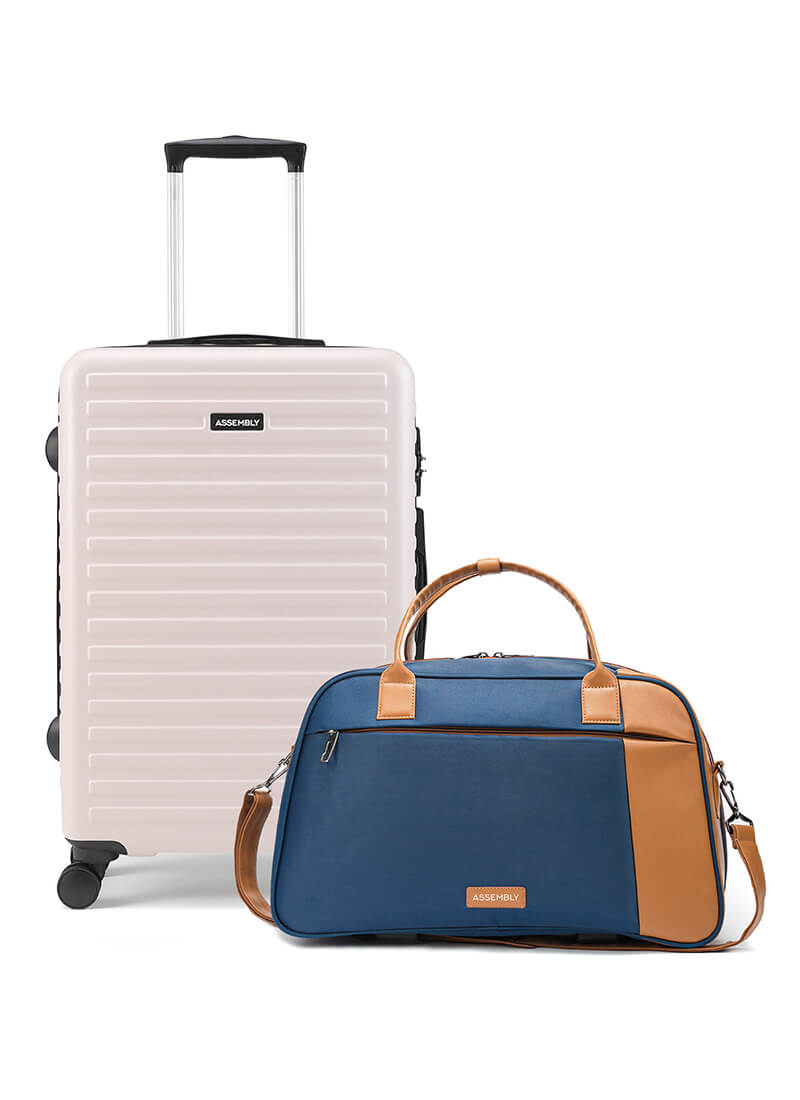 Stark+Verve Combo | Ivory/Grey | Two Tone Medium Hard Luggage with Duffle Bag