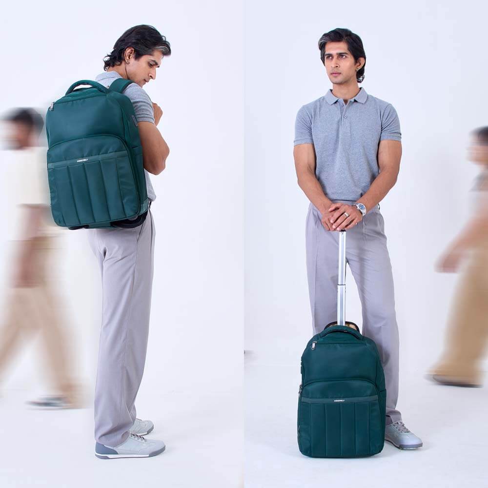 Rover Trolley Backpack | Green | Convertible Laptop Bag for Professionals