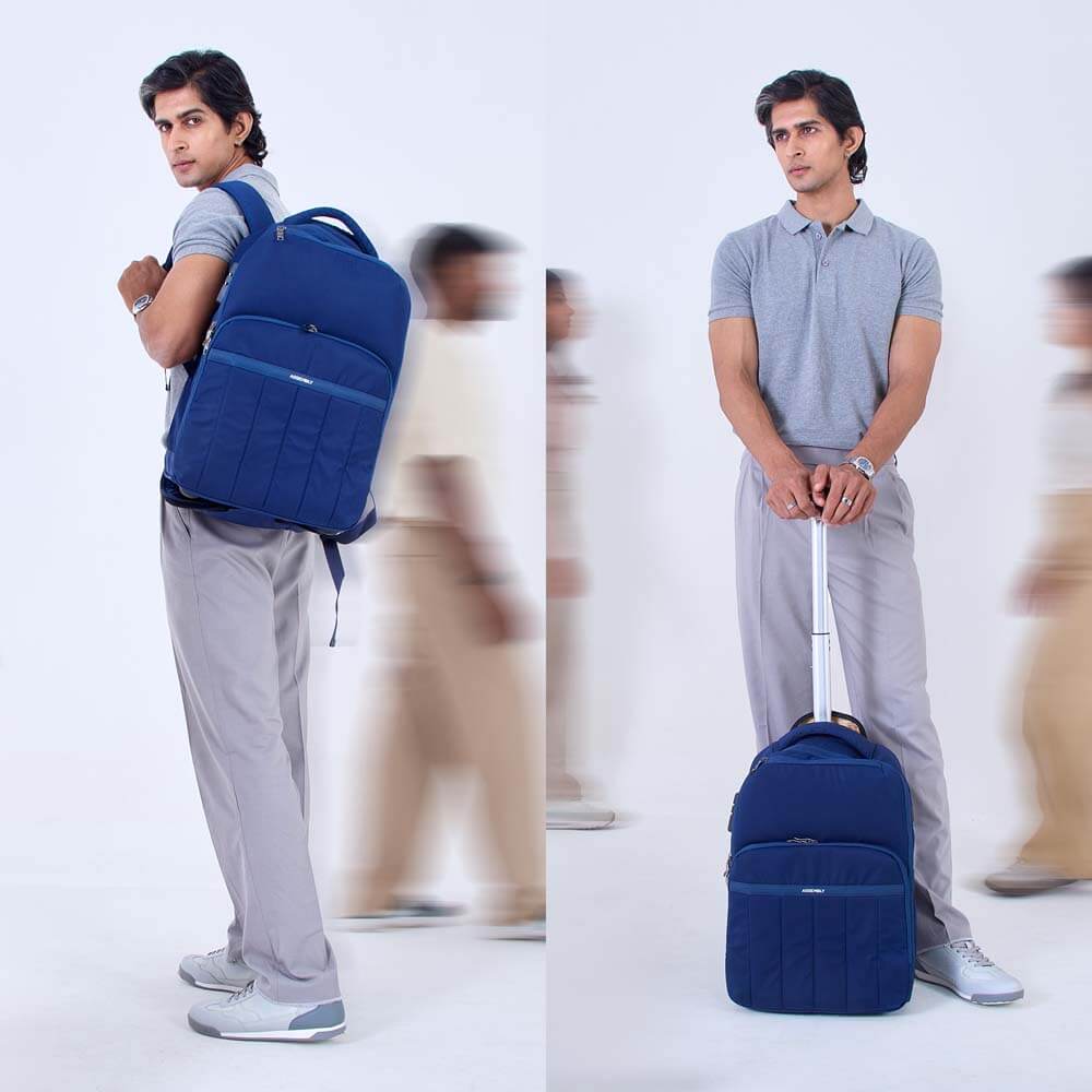 Rover Trolley Backpack | Blue | Convertible Laptop Bag for Professionals