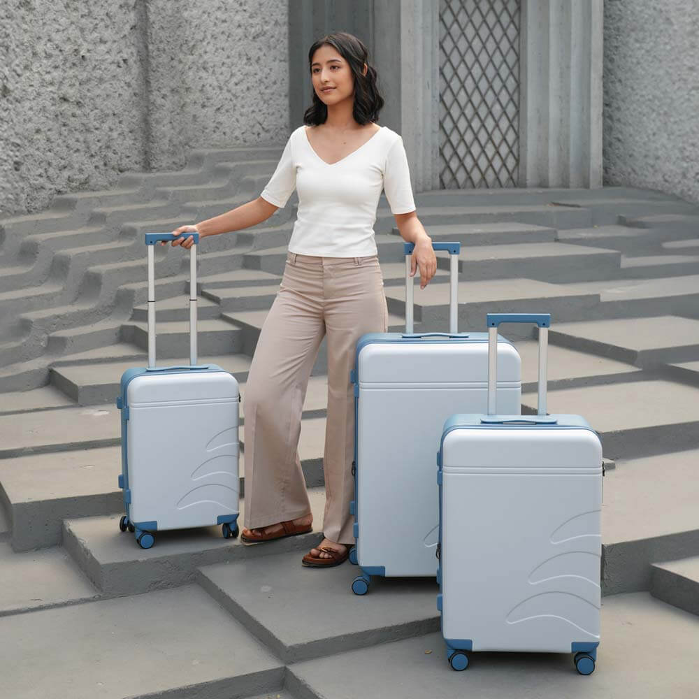 Flowe Combo | Blue | Set of 3 Hard Luggage