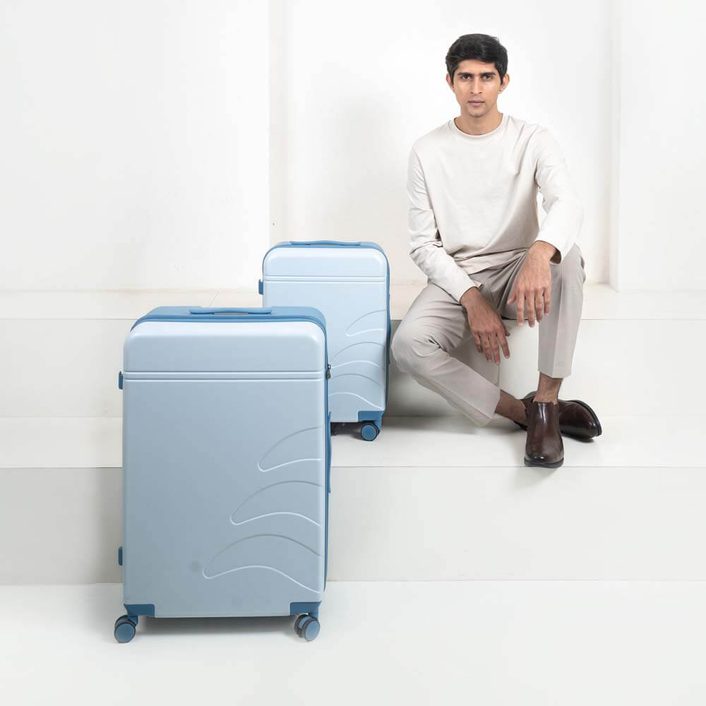 Flowe Combo | Blue | Cabin+Large Hard Luggage