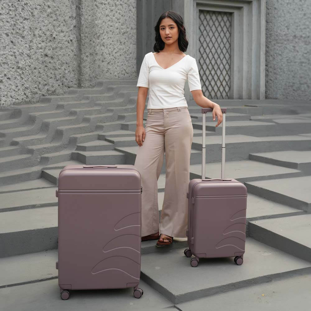 Flowe Combo | Brown | Cabin+Medium Hard Luggage