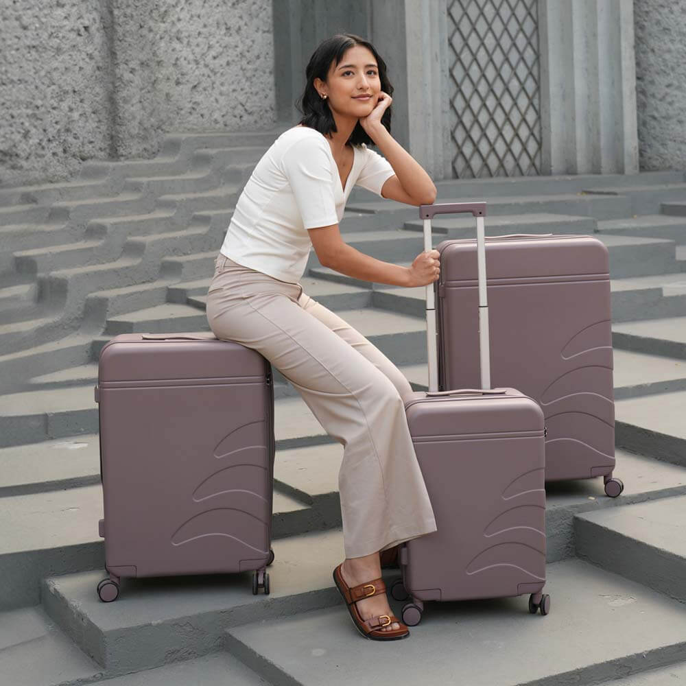 Flowe Combo | Brown | Set of 3 Hard Luggage