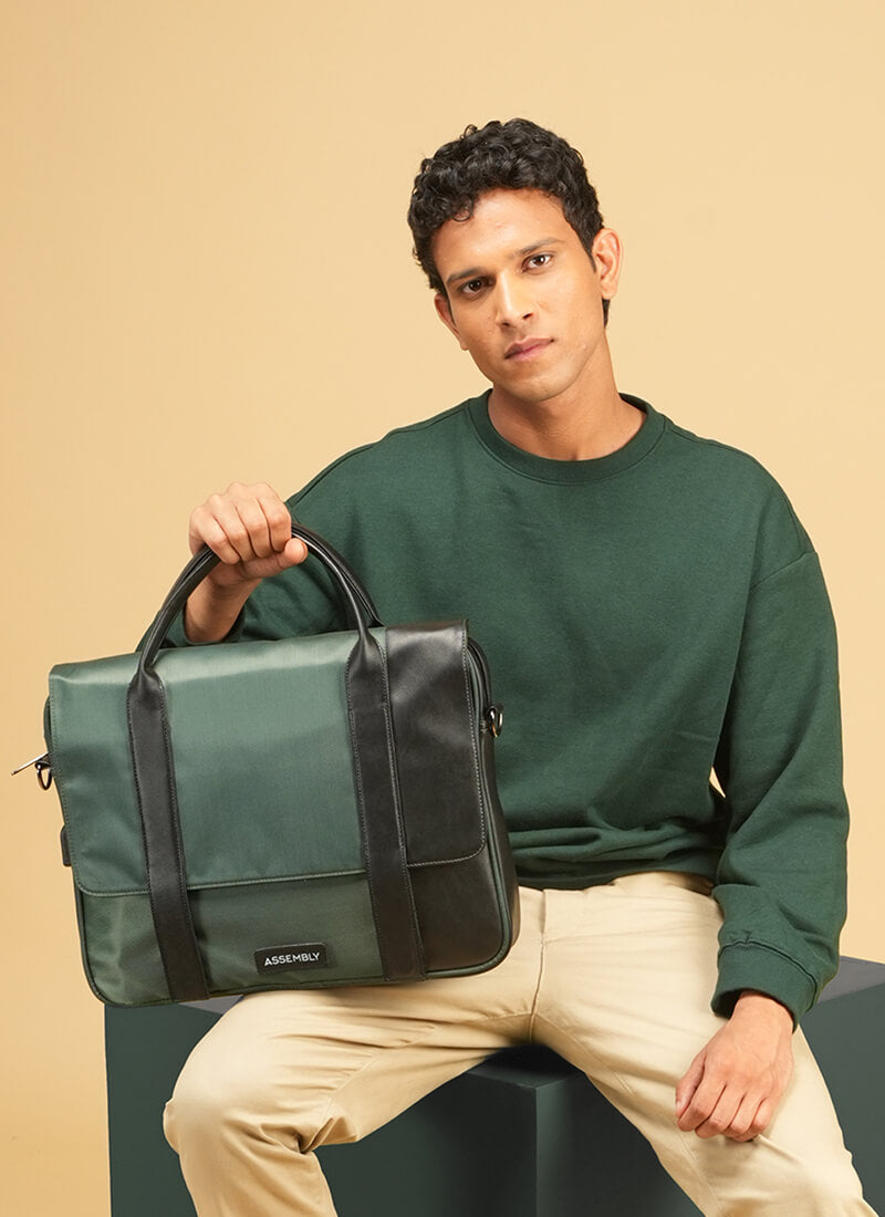 Urbix | Green | Premium Laptop Messenger Bag