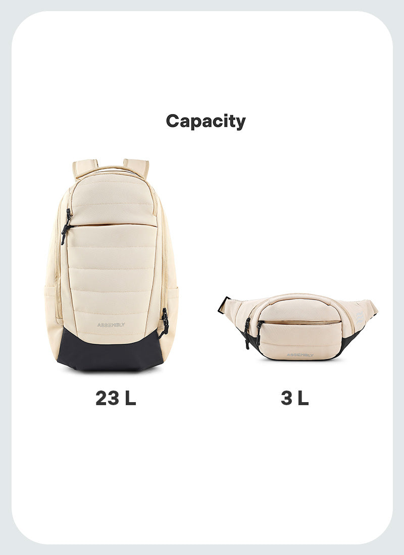 Float Backpack & Fanny Combo | Cream | Premium Backpack & Crossbody Bag