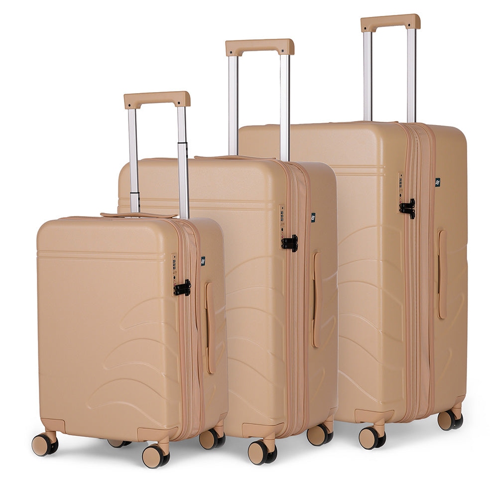 Flowe Combo | Beige | Set of 3 Hard Luggage