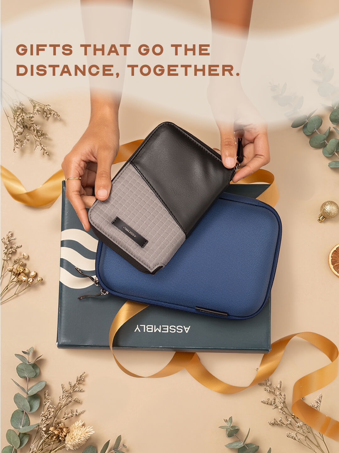 Assembly Unisex Gifting Travel Combo | Blue & Grey | Tech Organiser & Passport Holder