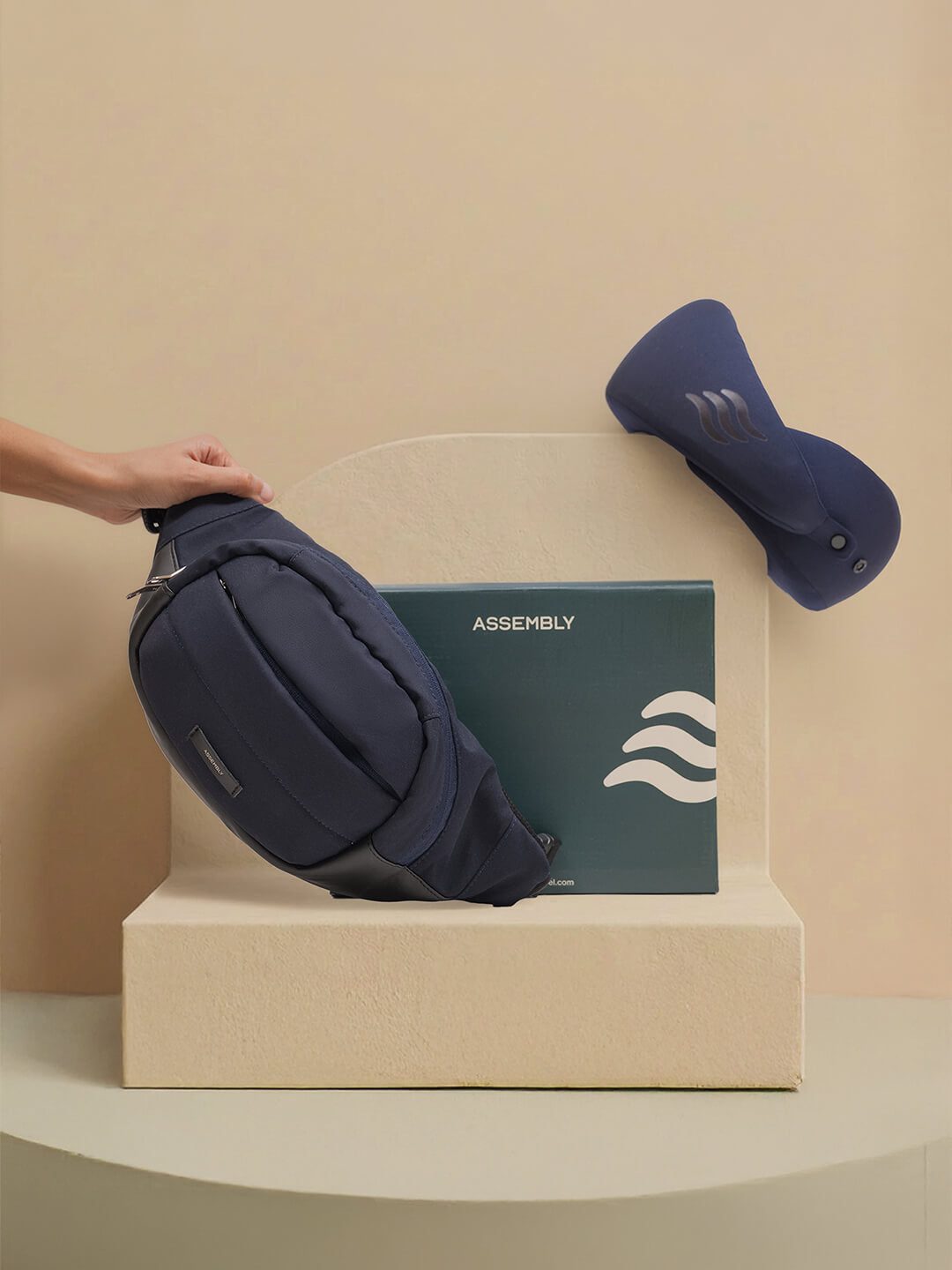 Assembly Unisex Gifting Travel Combo | Blue | Fanny Pack & Memory Foam Neck Pillow