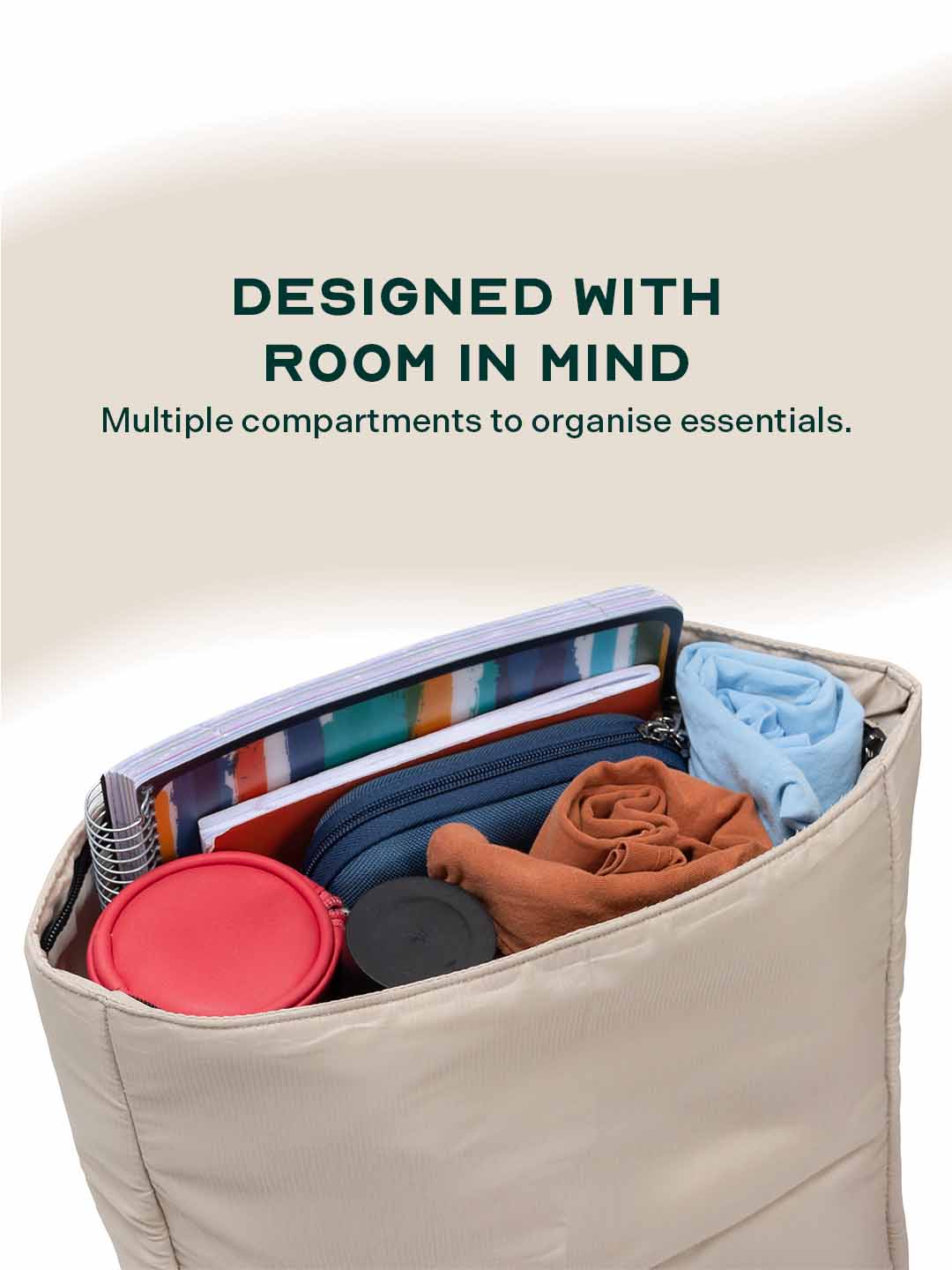 Oblique Laptop Backpack | Beige | 15.6" Travel & Work Pack