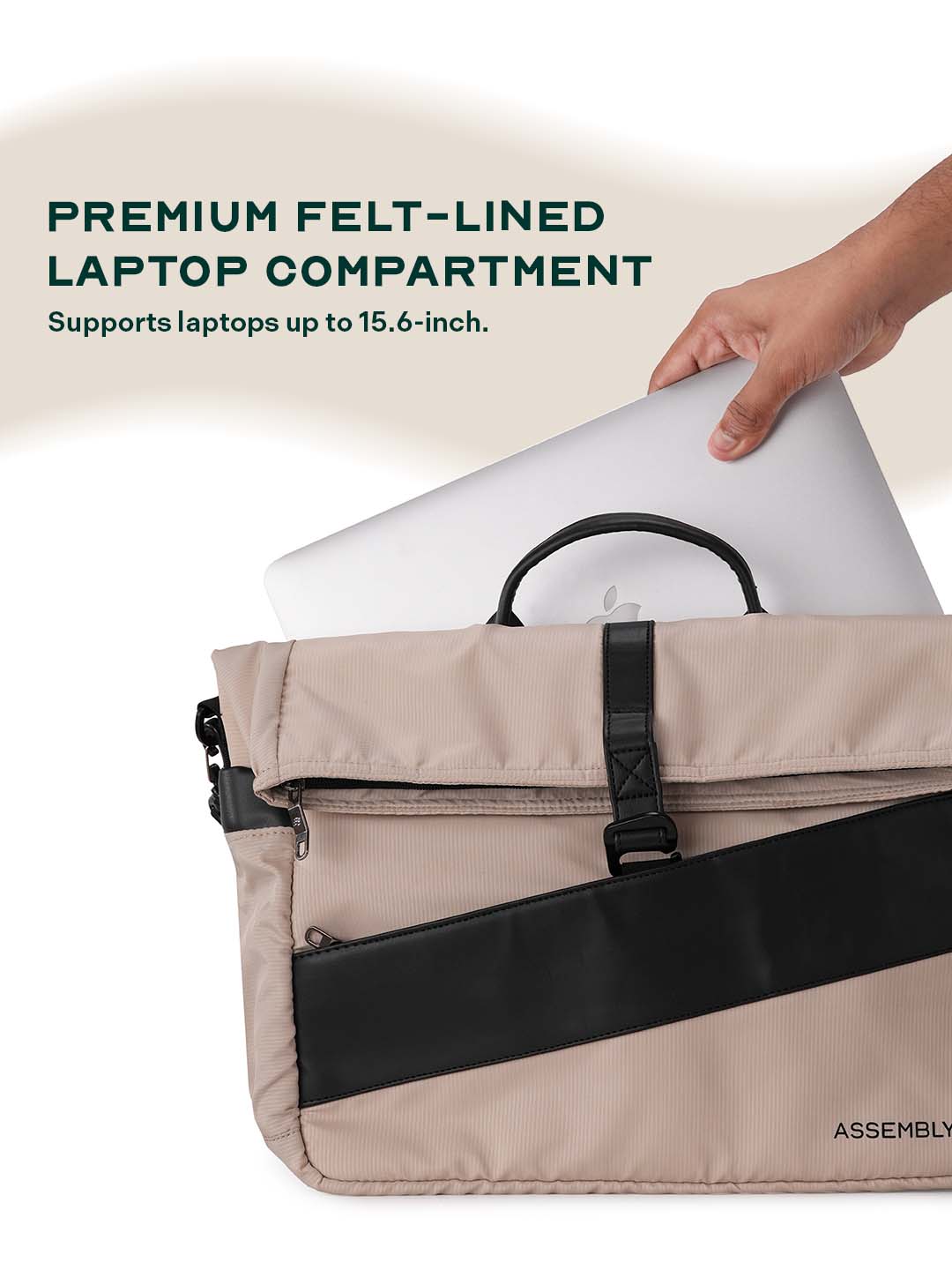 Oblique Messenger Bag | Beige | Everyday 15.6" Laptop Bag