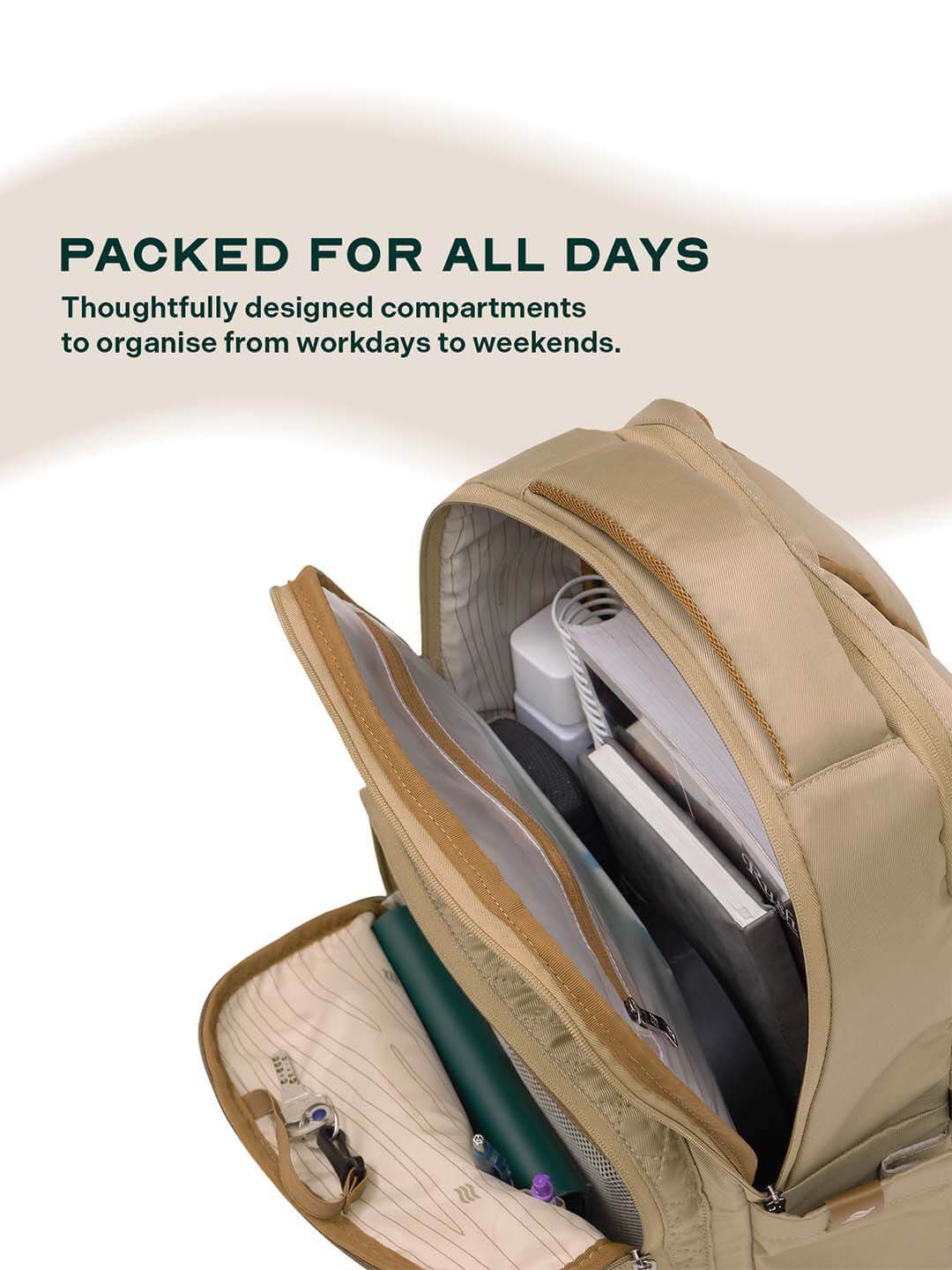 Pixel Laptop Backpack | Beige | Everyday Travel Bag for Work & College