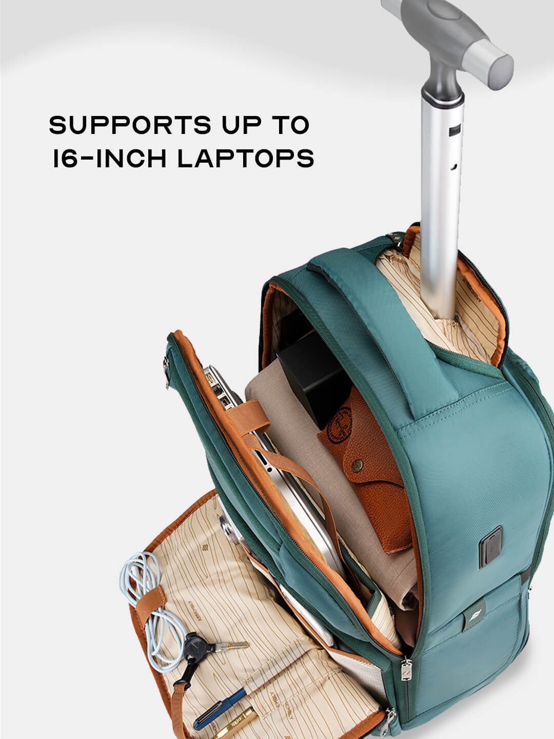 Rover Trolley Backpack | Green | Convertible Laptop Bag for Professionals