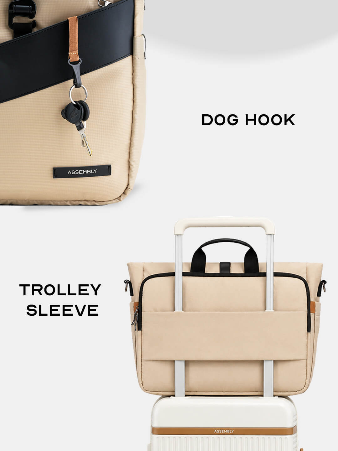 Oblique Messenger Bag | Beige | Everyday 15.6" Laptop Bag