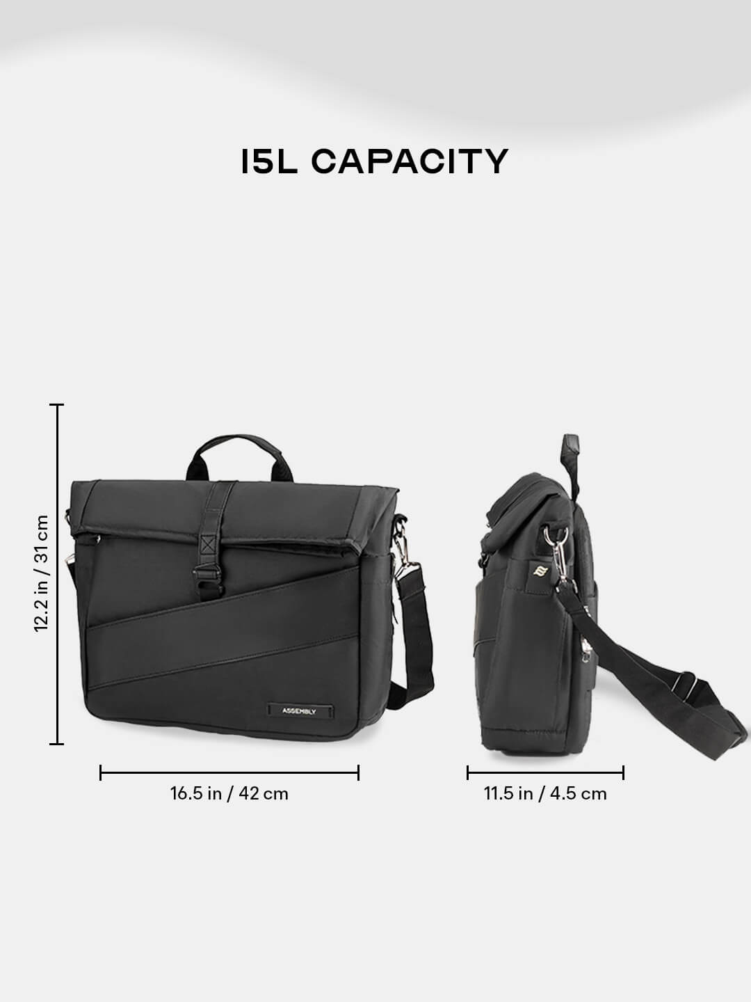 Oblique Messenger Bag | Black | Everyday 15.6" Laptop Bag