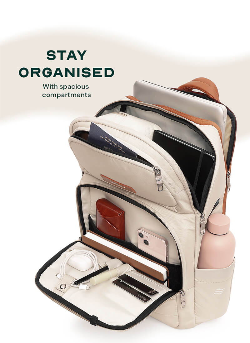 Odyssey Backpack | Beige | Everyday Laptop Backpack
