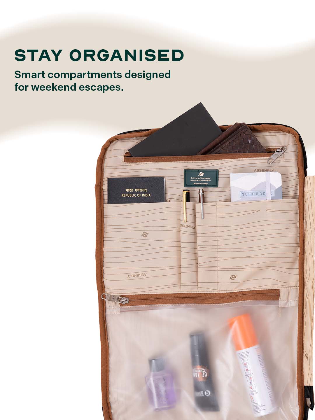 Noir Overnighter Backpack | Beige | Ultimate Travel Backpack for Professionals