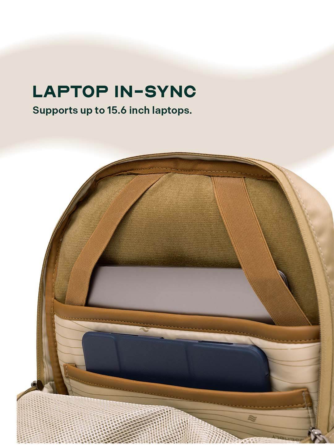 Pixel Laptop Backpack | Beige | Everyday Travel Bag for Work & College