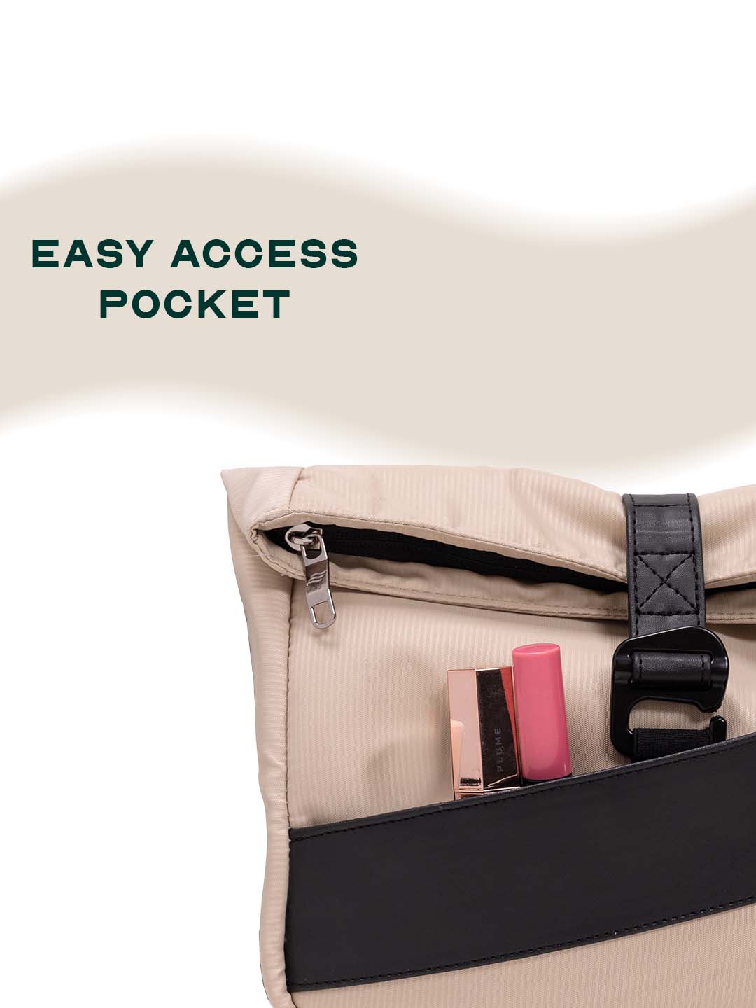 Oblique Crossbody Sling Bag | Beige | Compact Everyday Carry