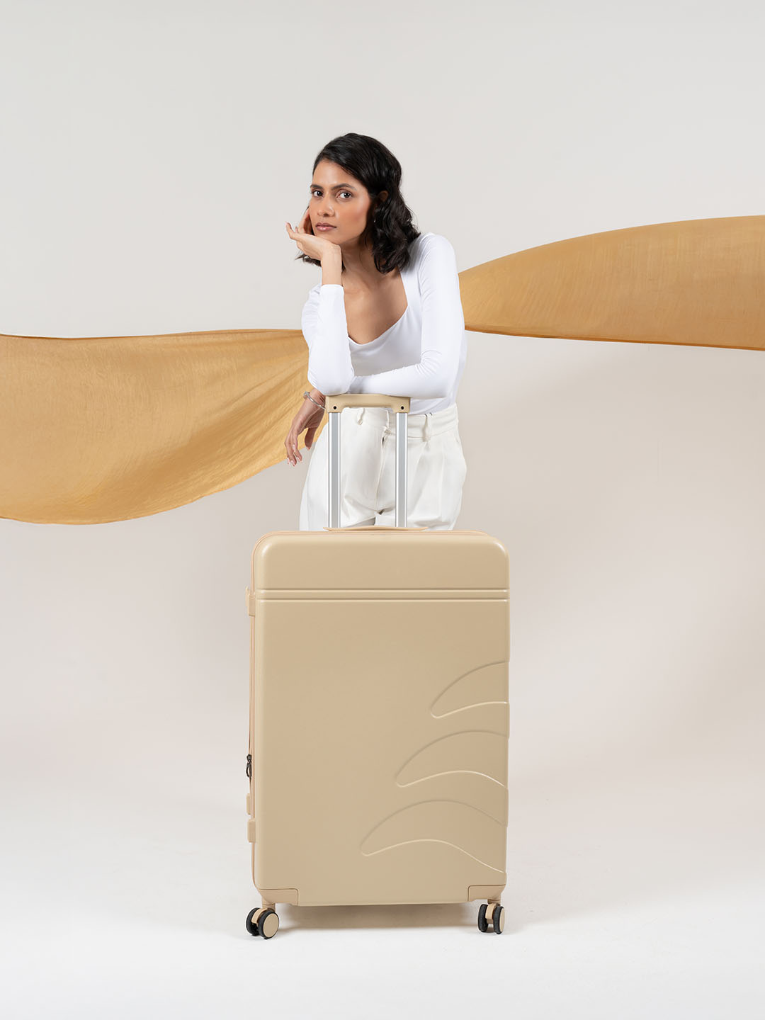 Flowe | Beige | Large Hard Luggage