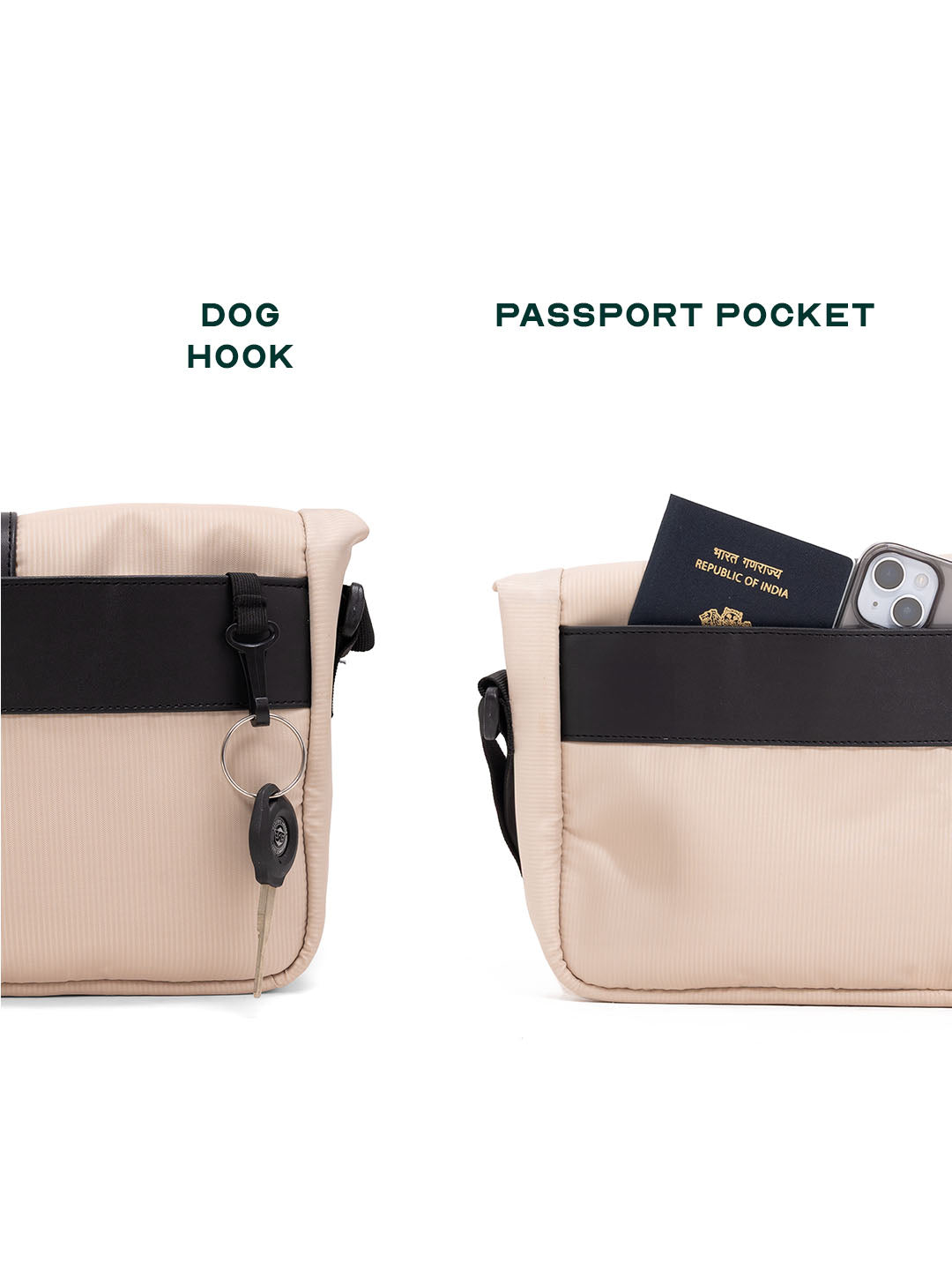 Oblique Crossbody Sling Bag | Beige | Compact Everyday Carry