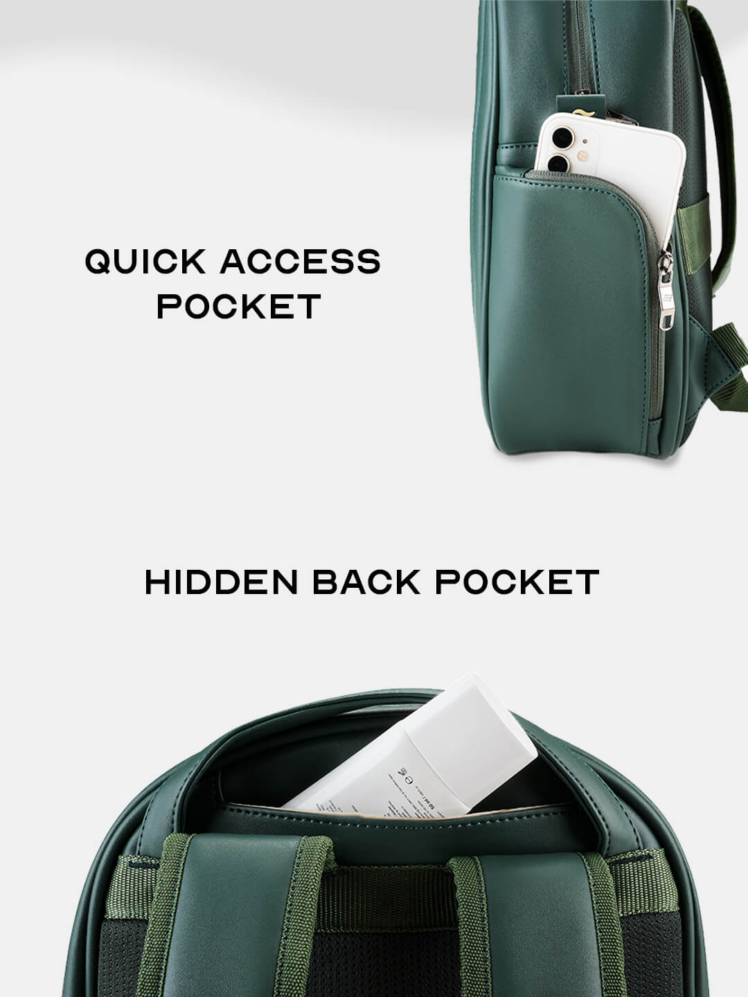 Conchita Quilted Backpack for Women & Girls Green