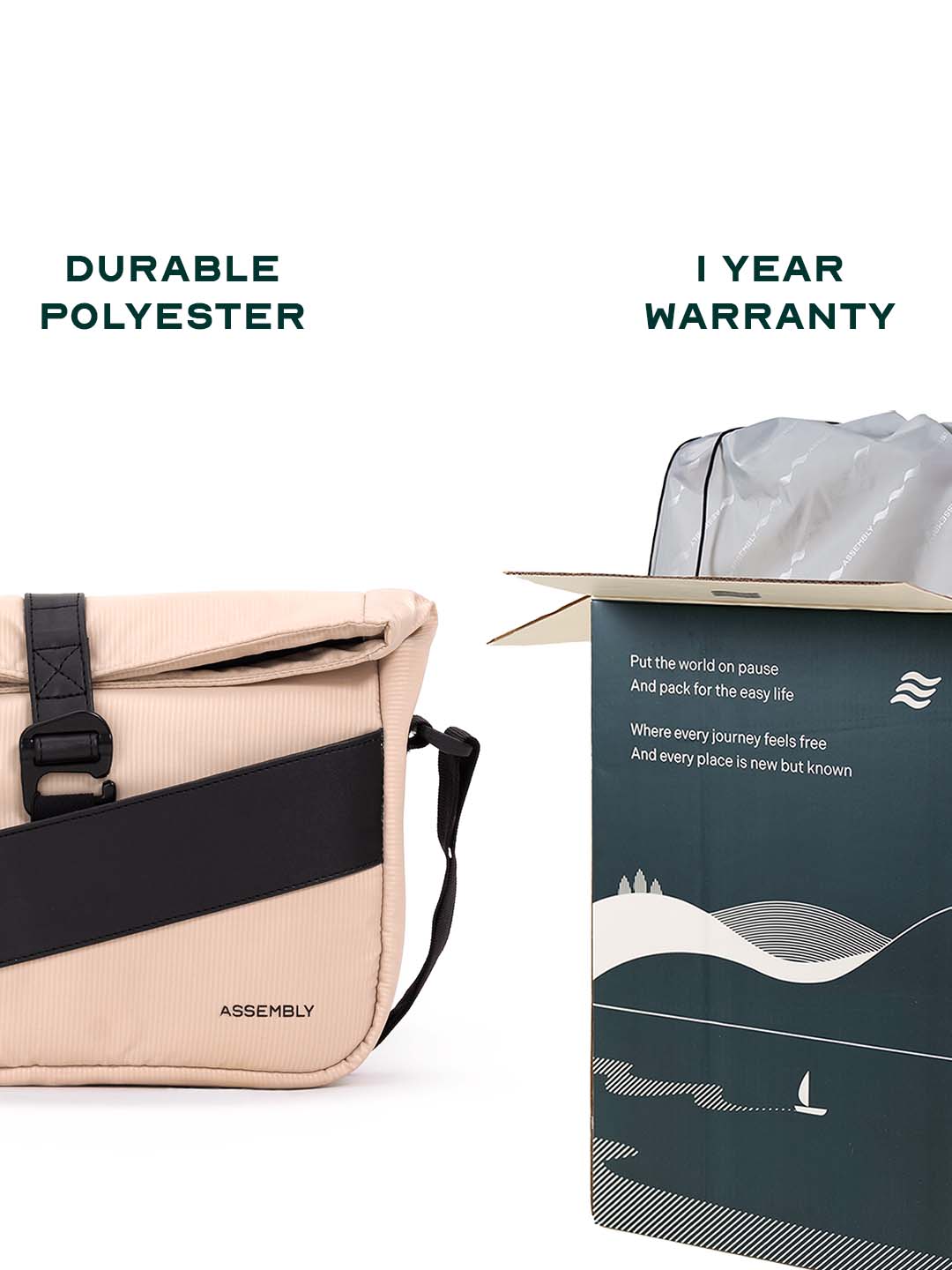 Oblique Crossbody Sling Bag | Beige | Compact Everyday Carry