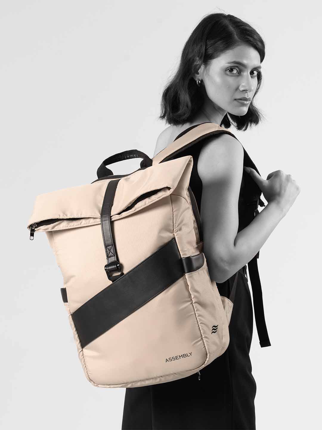 Oblique Laptop Backpack | Beige | 15.6" Travel & Work Pack