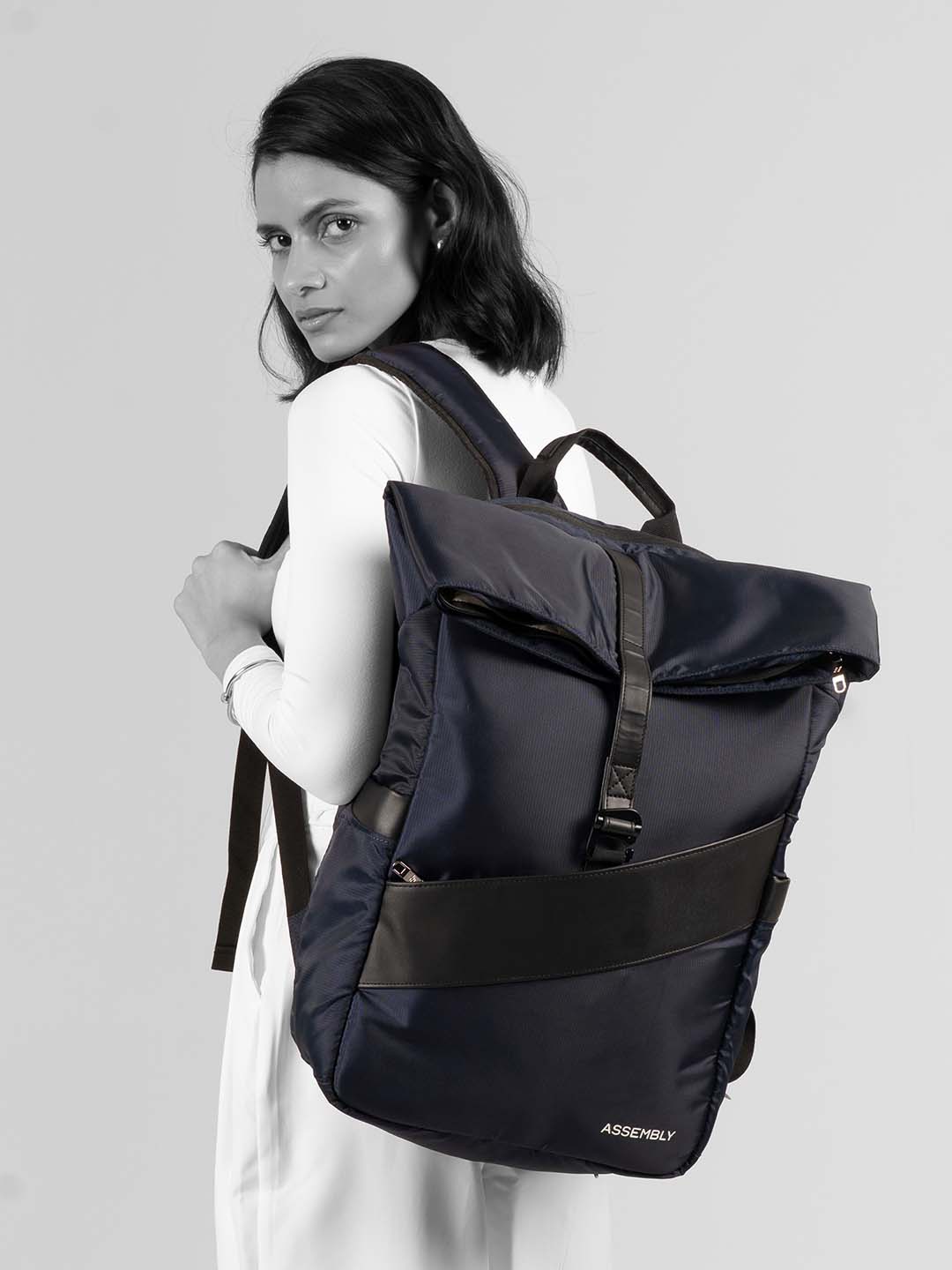 Oblique Laptop Backpack | Navy Blue | 15.6" Travel & Work Pack
