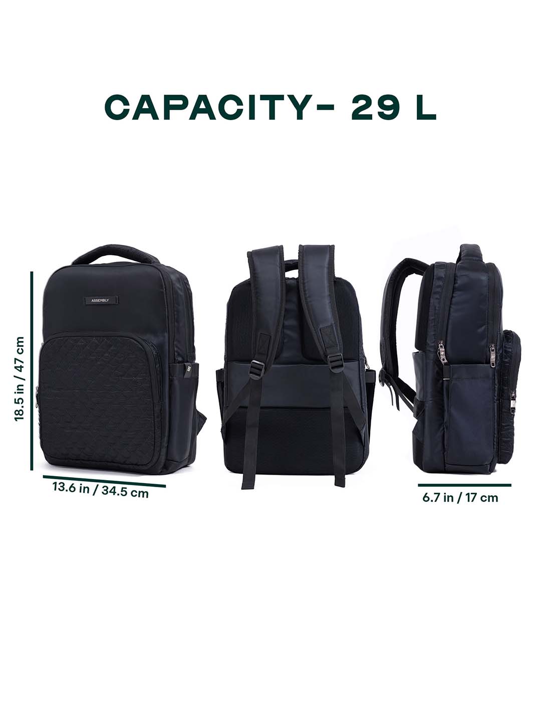 Pixel Laptop Backpack | Black | Everyday Travel Bag for Work & College