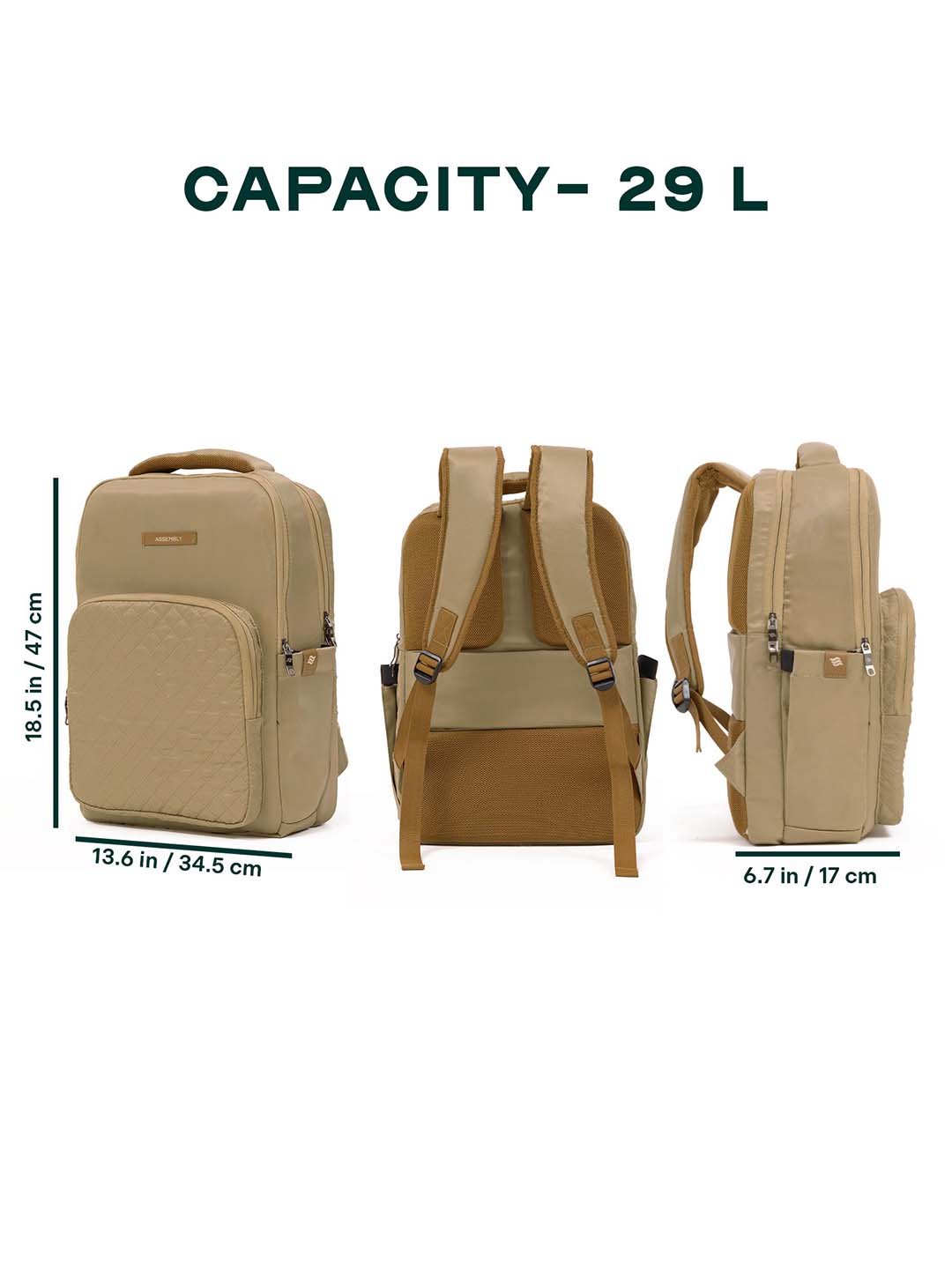 Pixel Laptop Backpack | Beige | Everyday Travel Bag for Work & College
